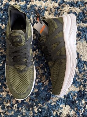 Avia Men's Olive Green Knit Athletic Sneakers with White Sole